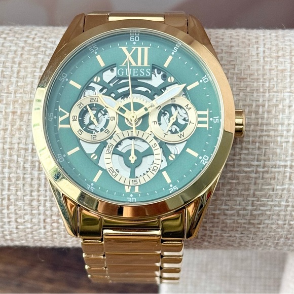 GUESS Men's Multi-Function Gold-Tone Stainless Steel Watch 42mm - Picture 2 of 7